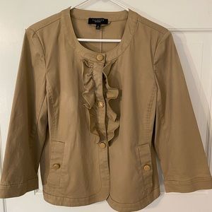 Talbots Casual Cotton Ruffled Jacket 3/4 Sleeve